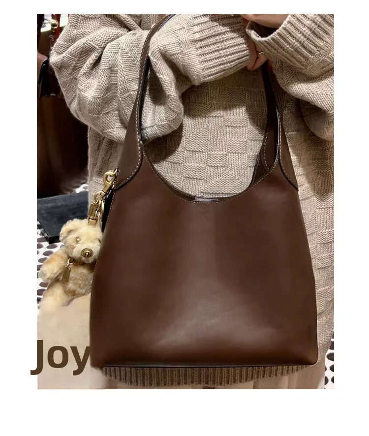 

Leather Tote Bag Underarm Bag Commuter Single oulder Bag Cowhide Leather Trendy Sle Magnetic Bule Closure Women's...