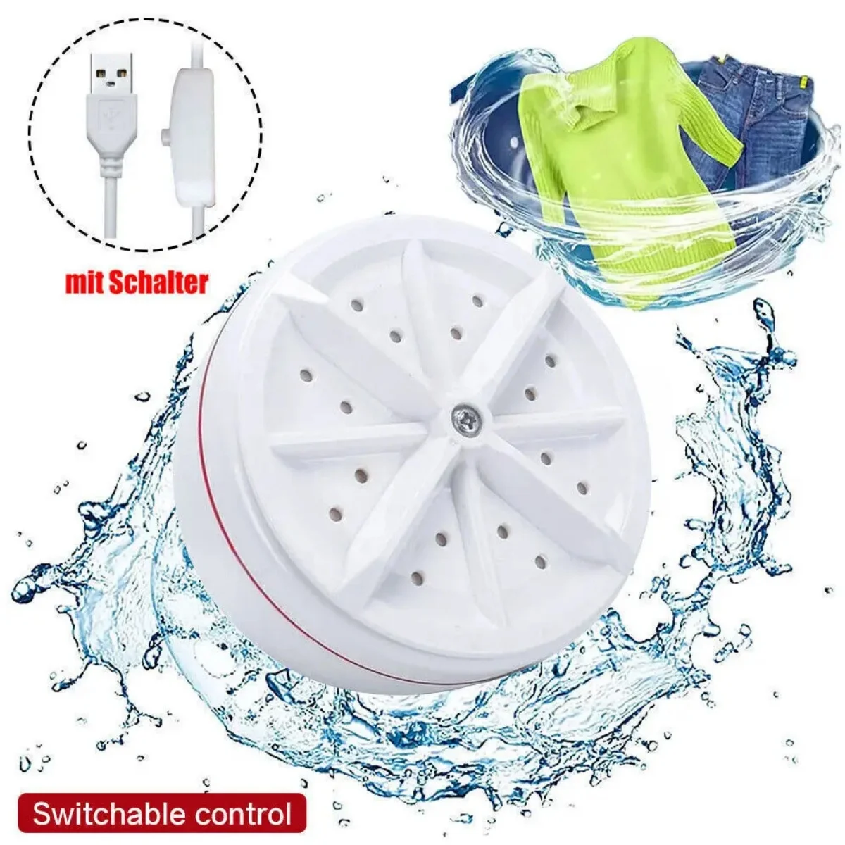 Ultrasonic Turbine with USB Switch Rotary Turbine Portable Washing Machine Socks Underwear Travel Student