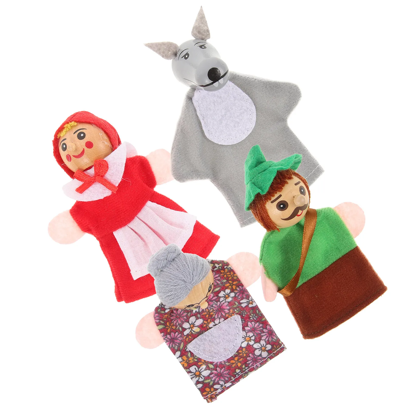 4Pcs Colorful Wooden Animal Finger Puppets Lovely Interactive Story Props for Kids Toddlers Educational Role Play Parenting Game