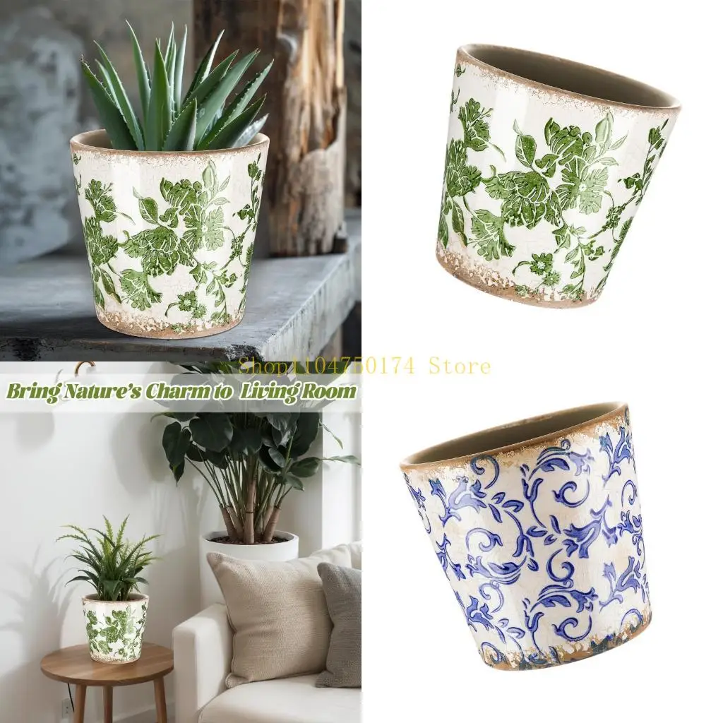 Retros Ceramic Planter Featuring Drainage Hole for Plant Health Indoor Outdoor Use top sale