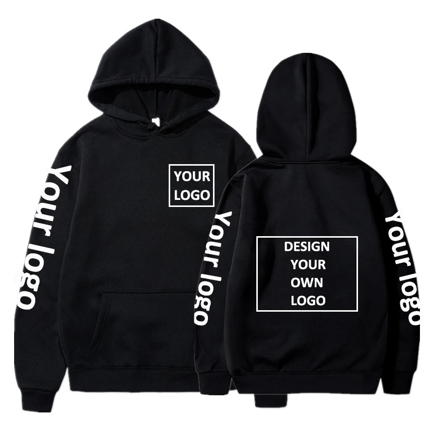 Sudaderas con capucha con estampado personalizado para hombre y mujer, suéter holgado de gran tamaño con forro polar, ropa informal Unisex con patrón de logotipo personalizado