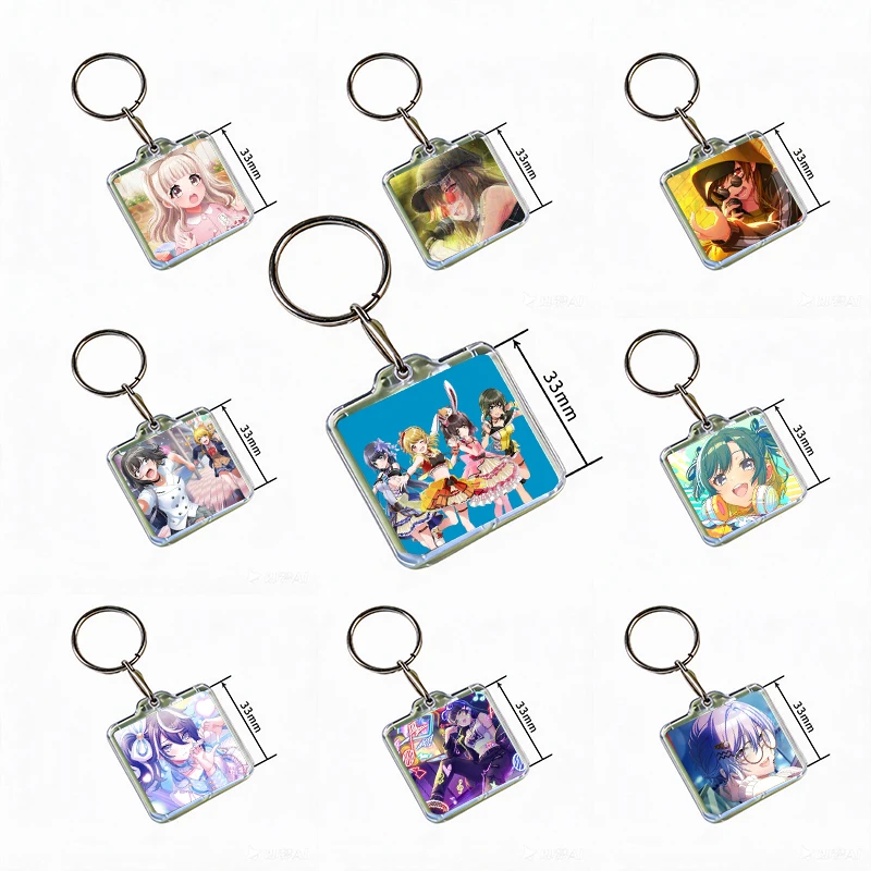 Music Game D4DJ Acrylic Keychain Handmade Hanging Ornaments for Clothes Backpack Decoration Accessories Gifts with Friends