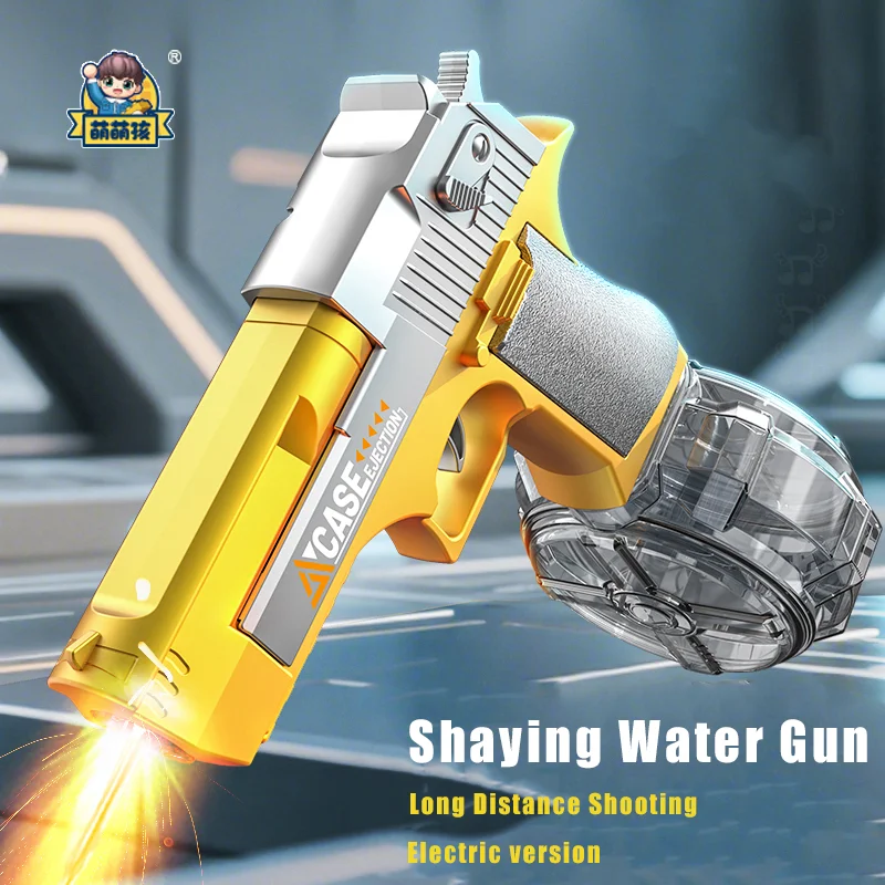 

Electric&Manual gold Water Gun, Automatic Squirt with Pistol Realistic Gun Muzzle Flame Summer Outdoor Beach Party Toy
