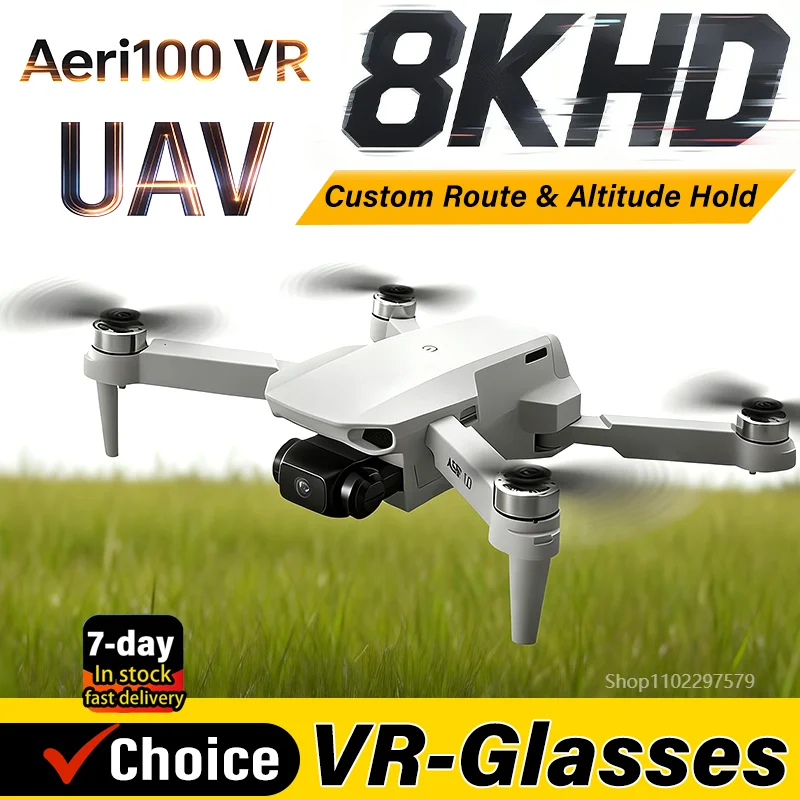

Aeri100 VR Drones GPS 8K HD Dual Camera Wide-Angle 5G WIFI FPV Quadcopter Brushless Foldable Aerial UAV 2KM Flying Kids Pet Toys