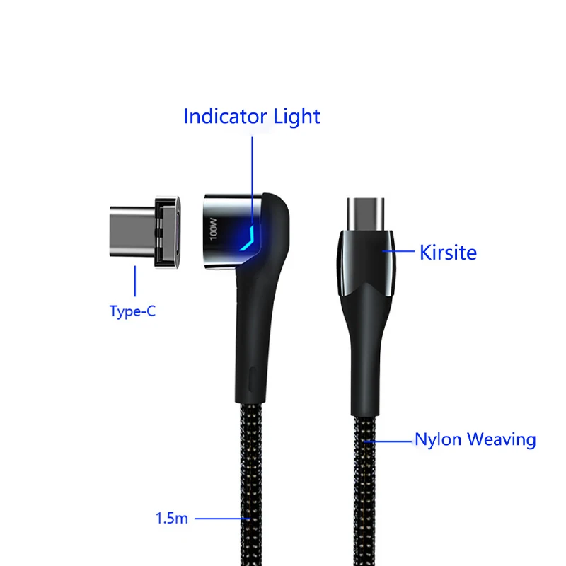 LOERSS 100W Magnetic Suction Cable Dual Head 180 Rotate Charging Cable Micro USB Type C Charger Cable for IPhone Samsung Xiaomi