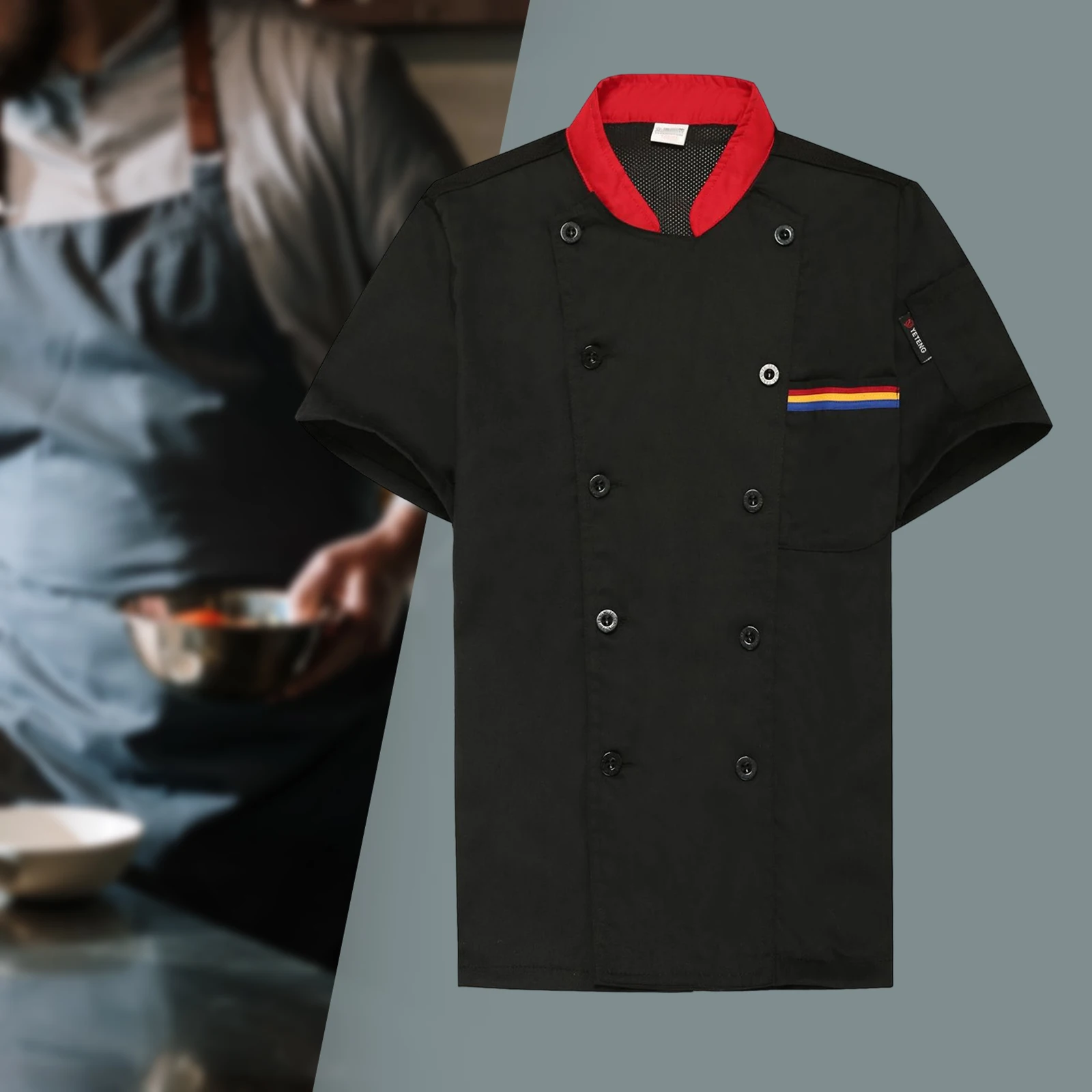 Unisex Chef Jas Korte Mouwen Top Shirt Ober Serveerster Kleding Chef-Kok Jas Voor Foodservice Catering Restaurant Culinair