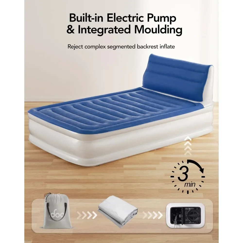 

Air Mattress with Built in Pump, Inflatable Matters with Headboard for Camping & Guest, Air Mattress High quality