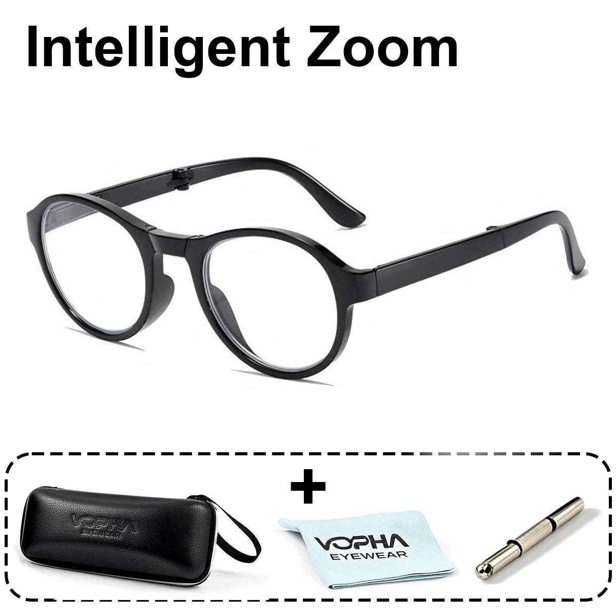 Auto Focus Glasses,Intelligent Zoom Anti-Blue Light Reading Glasses for Men Women,Smart Presbyopia Eyewear with Case & Cloth L12