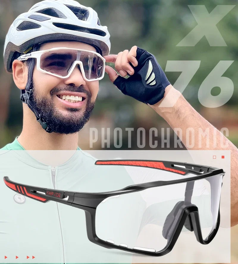 Kapvoe Farbe Photochrome Fahrradbrille MTB Sonnenbrille für Männer Frauen Sport Geschwindigkeit Mountainbike Fahrrad Zyklus Brillen Goggle – Detail 1