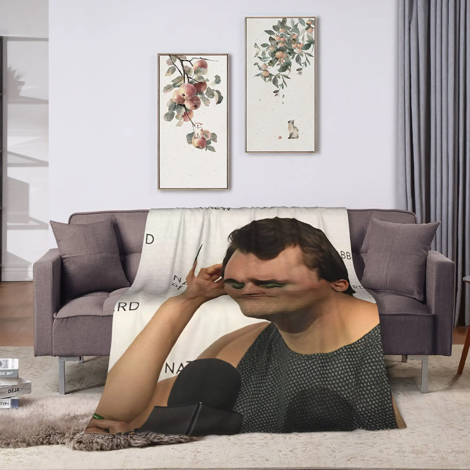 Charlie Kirk Makeup Interview Meme Cozy Blankets  Funny Picnic Throw Blanket Couch Bed Flannel Bedspread Sofa Bed Cover