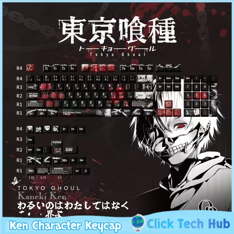 

Toyo Ghoul аниме тема колпачок для ключей Kaneki Ken персонаж колпачок для ключей 129 клавиш боковая резная прозрачная индивидуальная механическая клавиатура колпачок для клавиш
