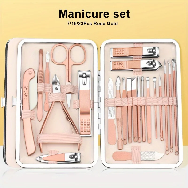 7/16/23Pcs Manicure Set Stainless Steel Ultra Sharp Sturdy Men Women Grooming kit Manicure Pedicure Set Nail Care Kit