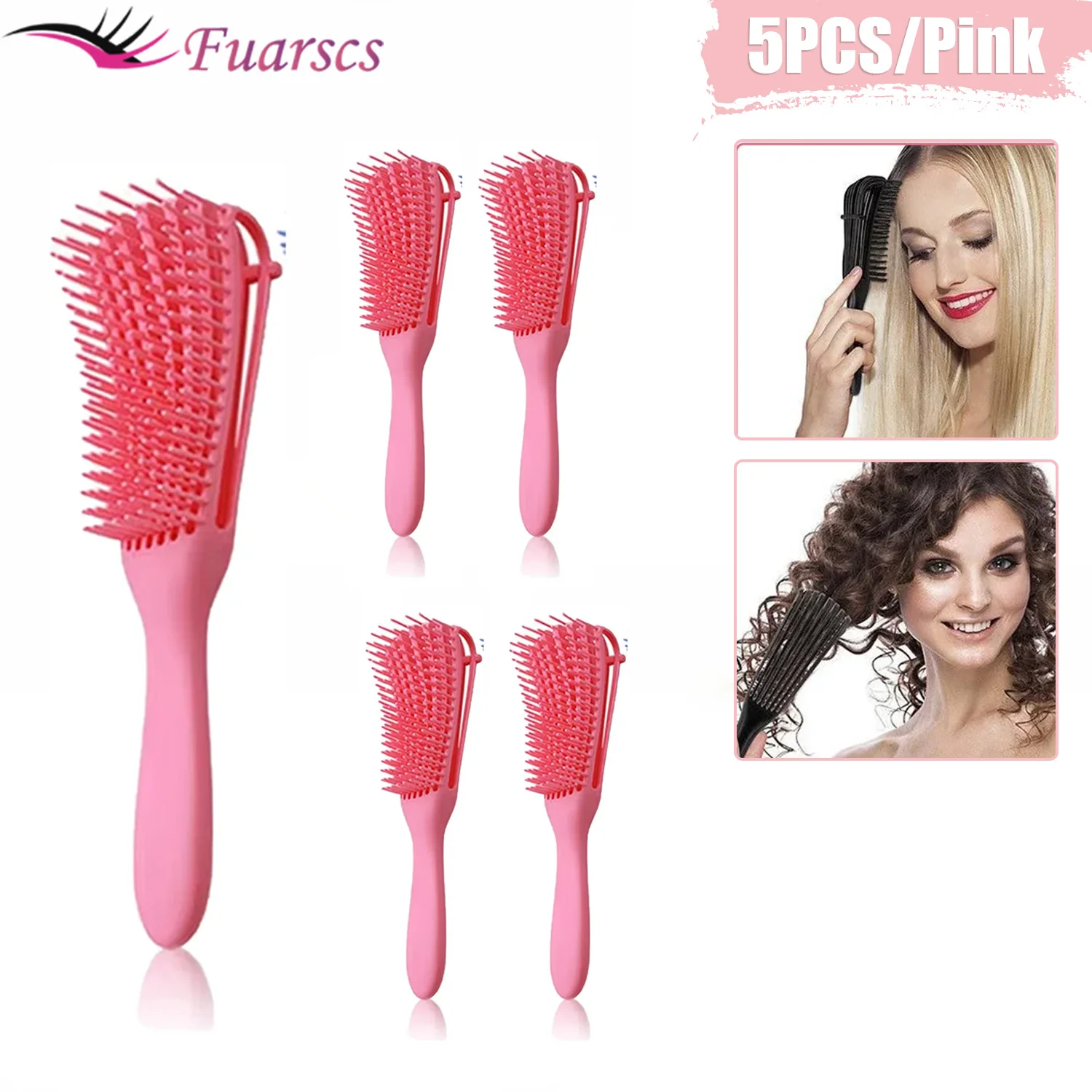 5pcs Pink Hair Brush Detangling Brush Scalp Massage Hair Comb Adjust Octopus Curly Comb Women Hairbrush for Salon Hairdressing