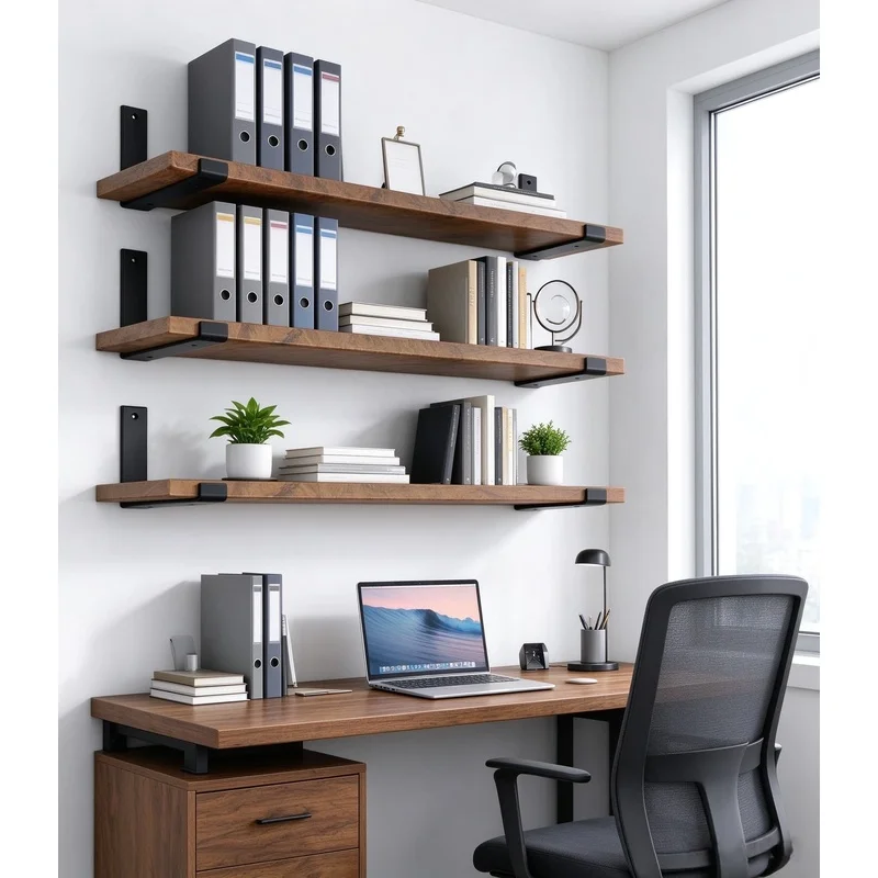 10Inch-thick, minimalist, modern wall-mounted shelf bracket, floating shelf support, wall decoration rack, household storage she