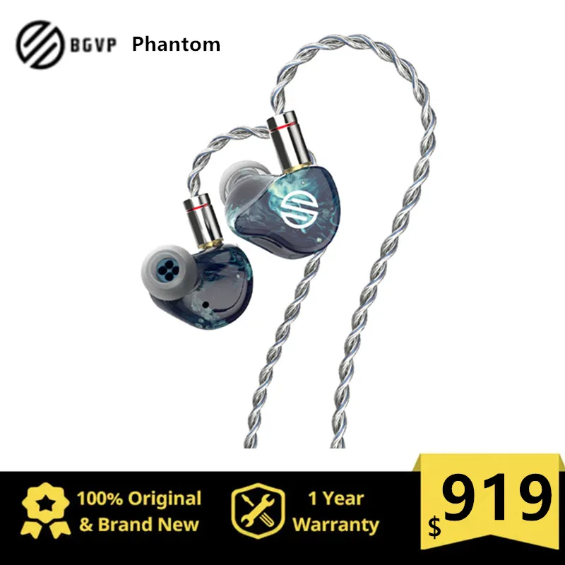 BGVP Phantom 8 Driver EST BCD Flagship In-Ear HIFI Monitor Earphones Wired Earbuds With MMCX Cable Wood Carving IEMs Headphones