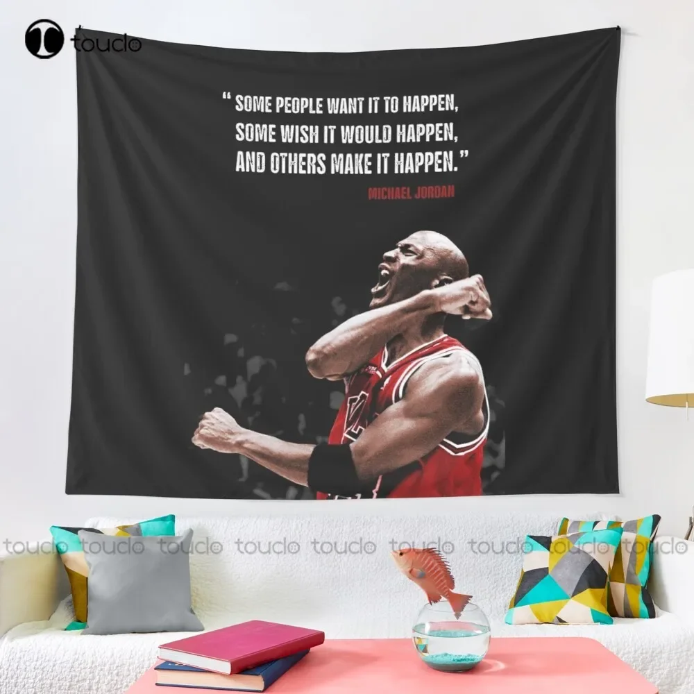 Make It Happen - The Last Dance Michael Basketball Tapestry Tapestry Wall Hanging For Living Room Bedroom Dorm Room Home Decor