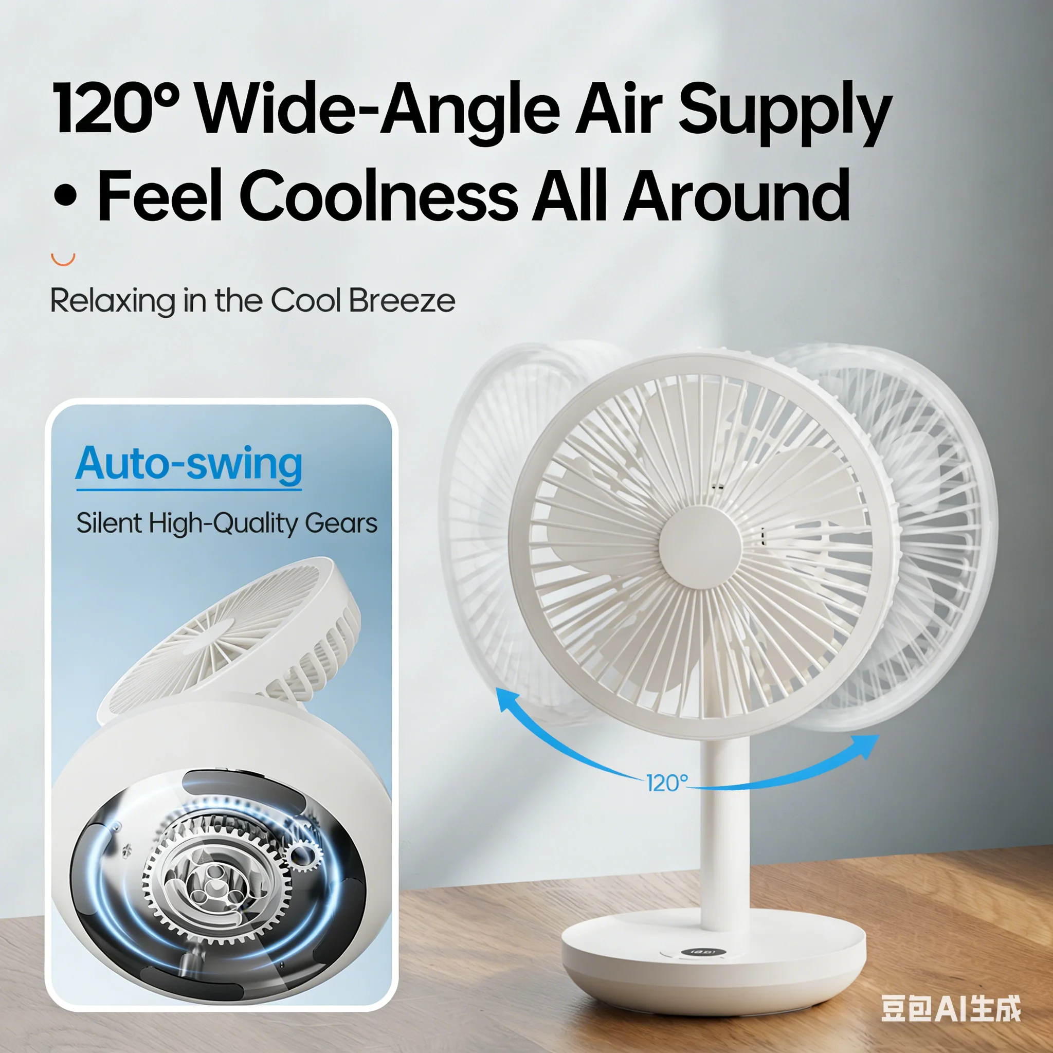 

Новый портативный умный настольный вентилятор с осцилляцией, 4000 мАч, 5 скоростей, бесшумный, перезаряжаемый, с регулируемым углом наклона, для дома и офиса