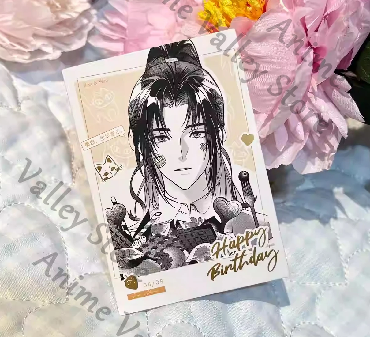 

Genuine The Husky and His White Cat Shizun Mo Ran 2026 Birthday Anime Cosplay Cake Instant Imaging Card Cartoon Cards Bookmark