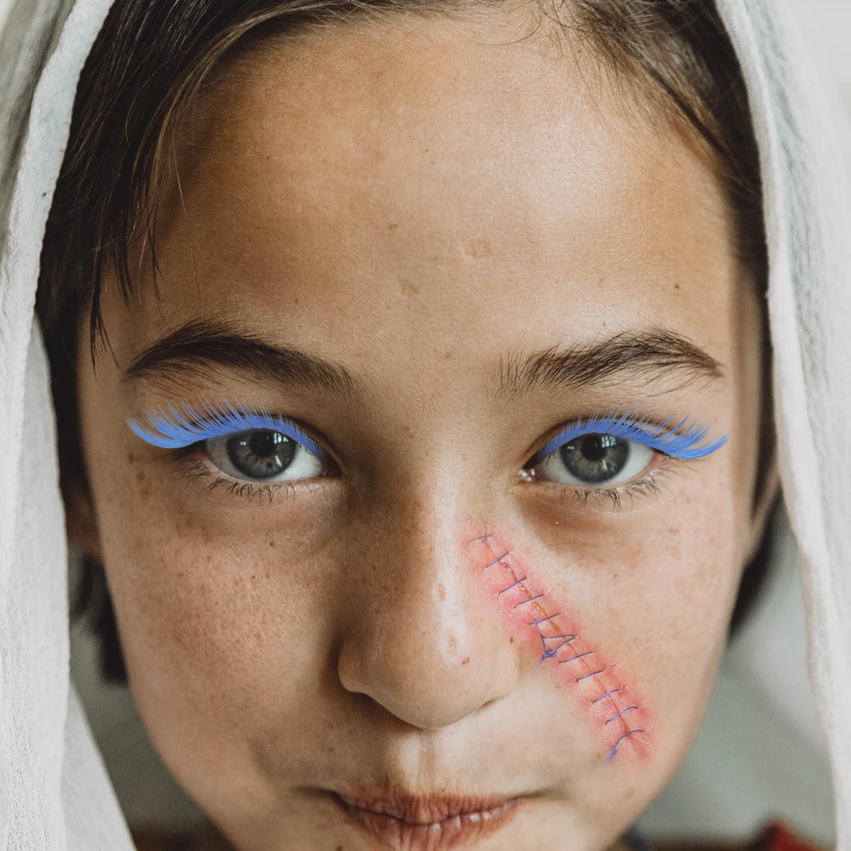 Niebieskie sztuczne rzęsy wielokrotnego użytku, naturalne, zakrzywione, damskie rzęsy na imprezę, Halloween, cosplay, do makijażu scenicznego.