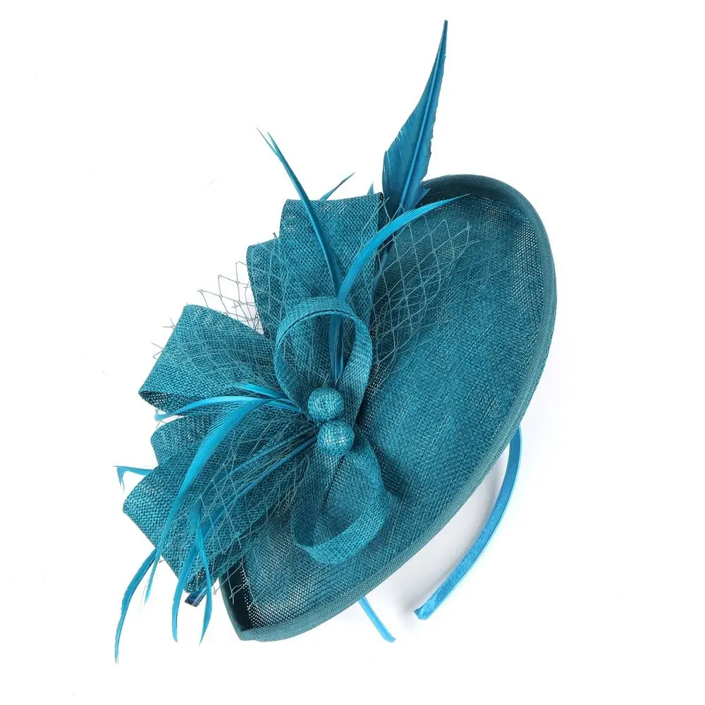 Women Feather Wedding Fascinator Hat Evening Party Tea Party Mesh Hair Band