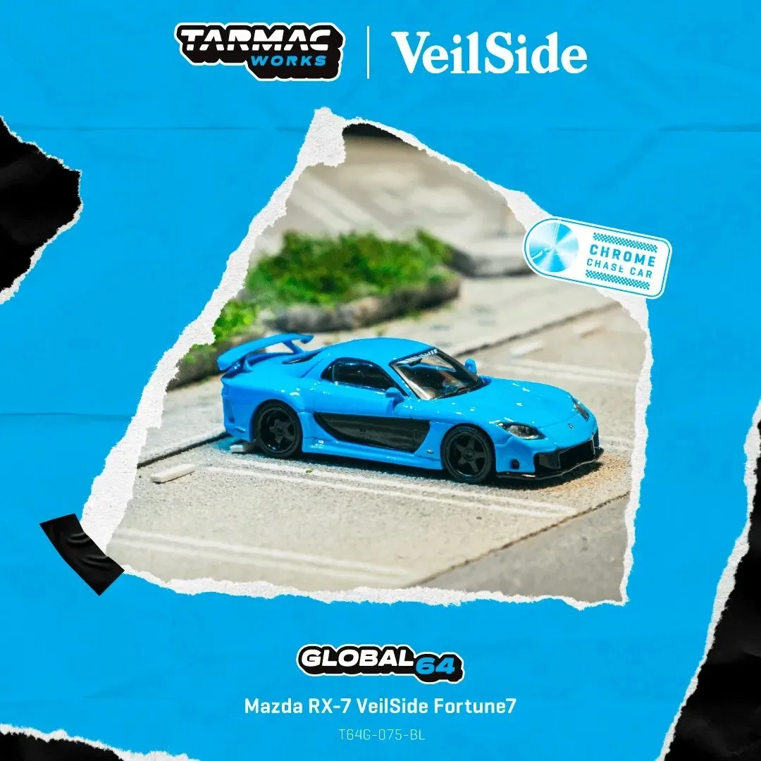 TW Tarmac Works 1/64 RX-7 VeilSide Fortune7 Blue in Stock Alloy Motor Vehicle Diecast Model Car Toy Gifts Christmas Gift