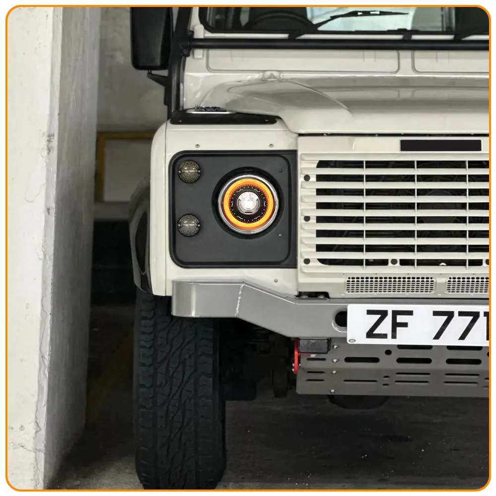 7" LED DRL H4 Halo Ring Amber Turn Signal Headlamp For land rover defender Jeep JK TJ Touring Lada 4x4 Yamaha Niva view 6
