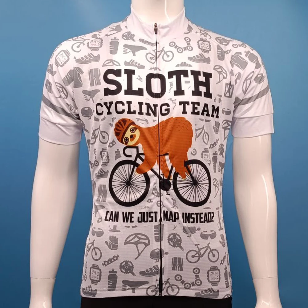 Sloth Series Cycling Jersey For Men Short Sleeve Reflective MTB Maillot Downhill Pro Team Mountain Bicycle Clothing  Summer New