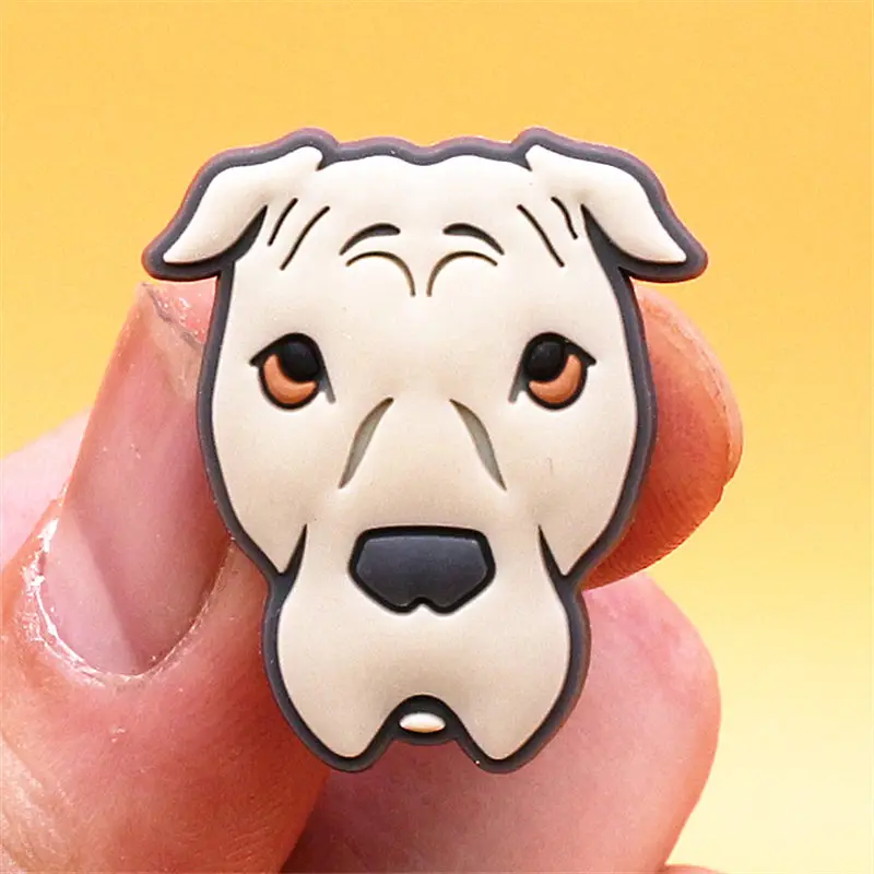 Single Sale 1pcs Lovely Dog PVC Shoe Buckle Decorations Dog Avatars Shoes Charms Clips Clog Pins Accessory Fit Kids Xman Gifts