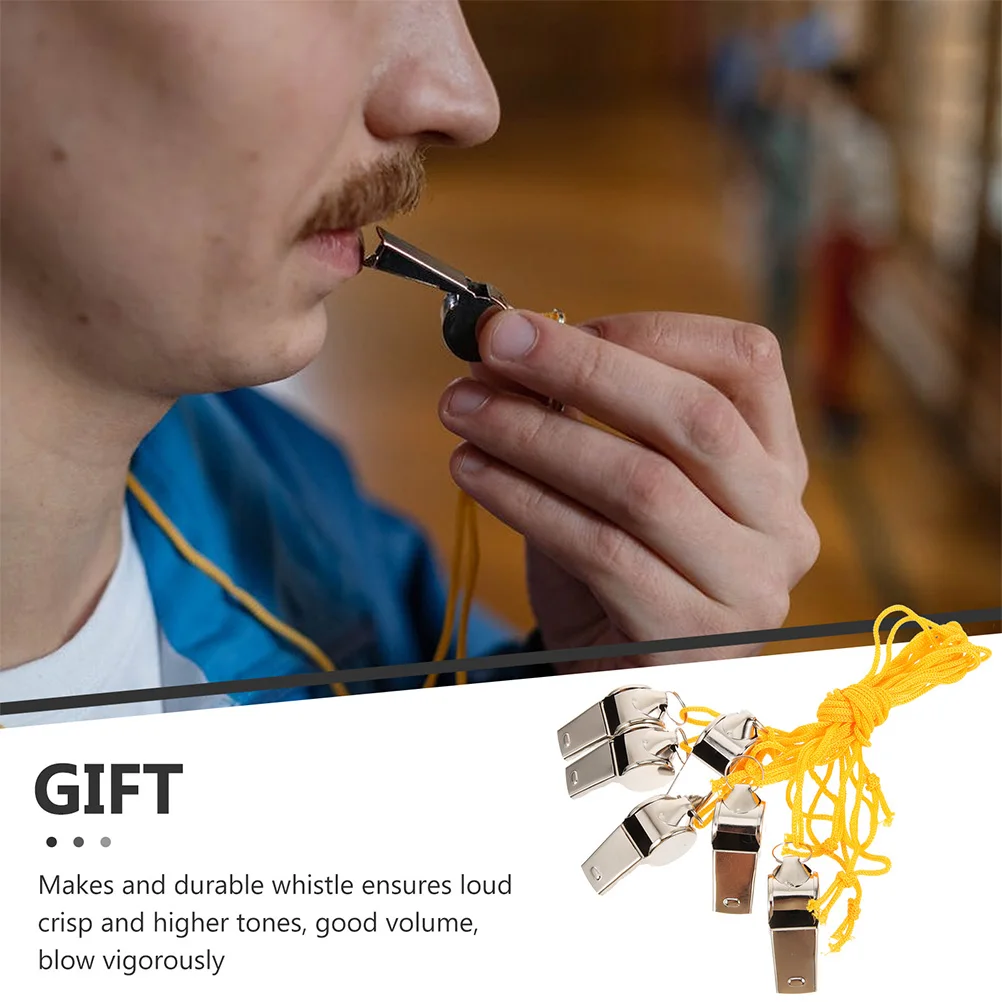 

12 Pcs Sports Whistle Safety Whistles with Lanyard Metal Outdoor Stainless Steel Fitness