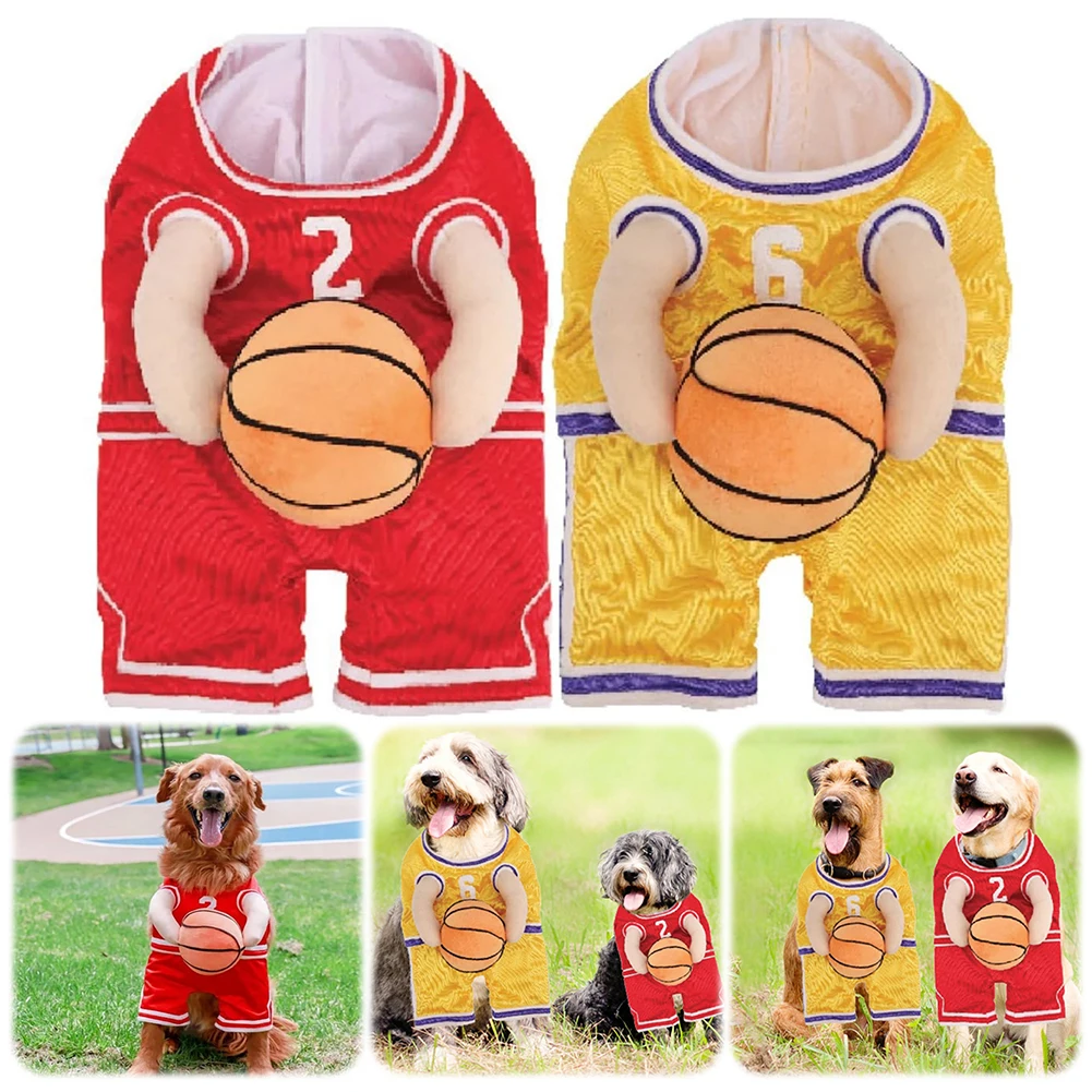 Dog Basketball Player Costume Puppy Sports Costume with Ball Basketball Dog Costume Halloween Costume for Small Medium Dog