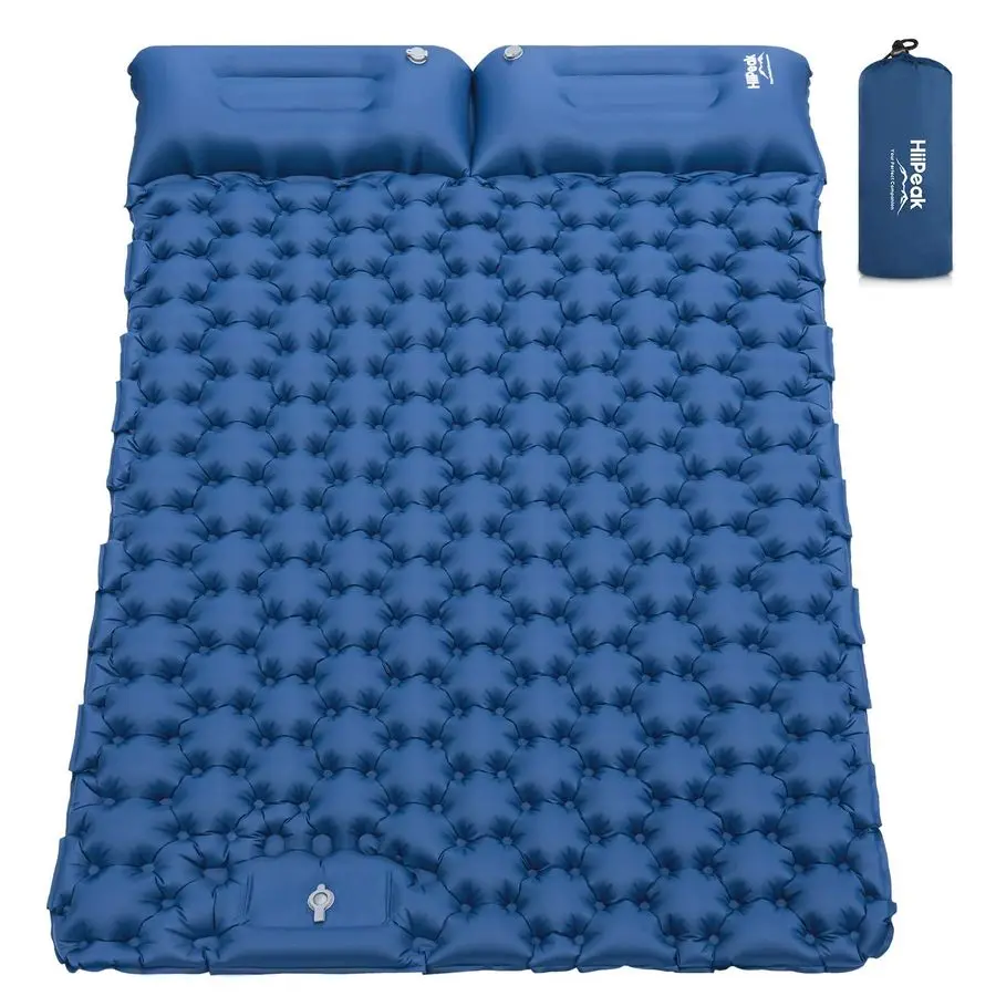 

Double Sleeping Pad Self Inflating 3 ExtraThick for 2 Person with Pillow Builtin Foot Pump Inflatable Sleeping Mat for Backpacki
