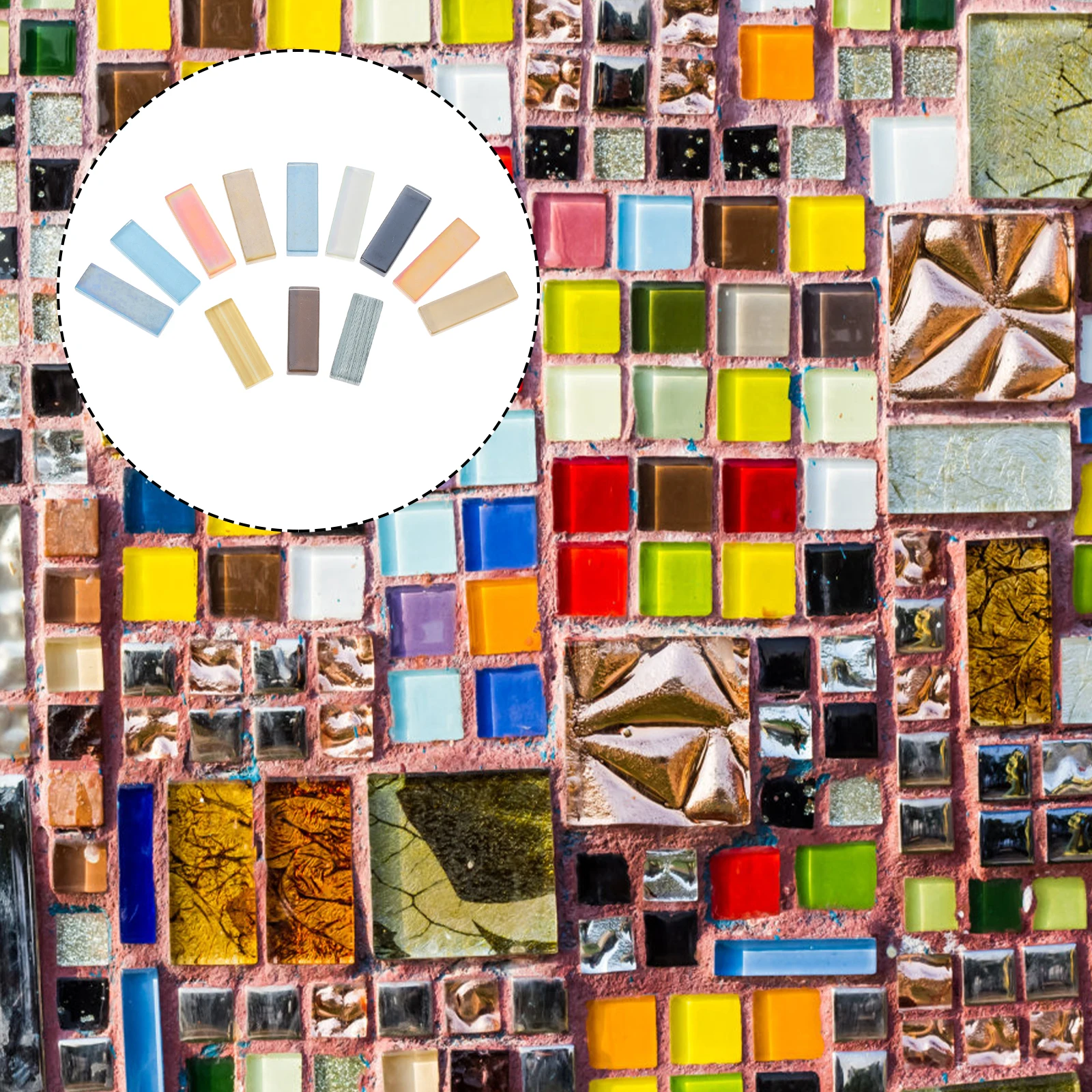 

Colored Glass Tiles Mosaic Pieces Smooth Crystal H made Craft DIY Decoration Strip Shaped Art Supplies Home Wall Decor Glass