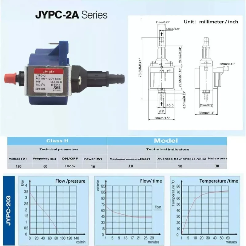 JYPC-2A Jiayin 16W  60HZ 110V-120V  Electromagnetic Pump Solenoid Pump Hanging Ironing Machine Water Pump