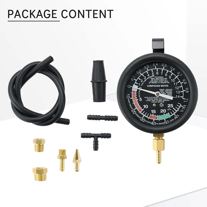 NCSMT Professional Vacuum and Fuel Pump Tester Kit Comprehensive Gauge Leak