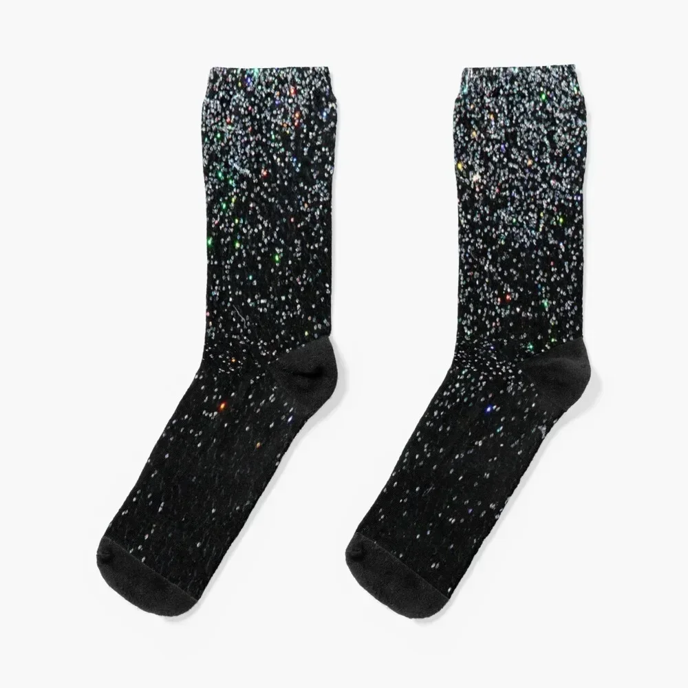 black silver glitter Socks crazy men cotton high quality New year's snow Socks For Women Men's