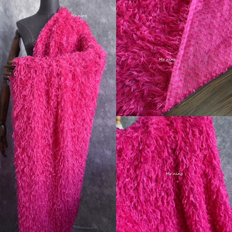 Rose Simulation Feather Fringe Stretch Knitting Fabric Stage Performance Clothing Background Shooting Designer Fabrics