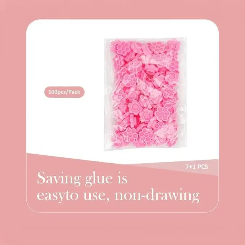 Eyelash Glue Holder Flower Shaped 7 Slot Pink Reusable Lash Adhesive Stand for Beauty Salon Lash Training