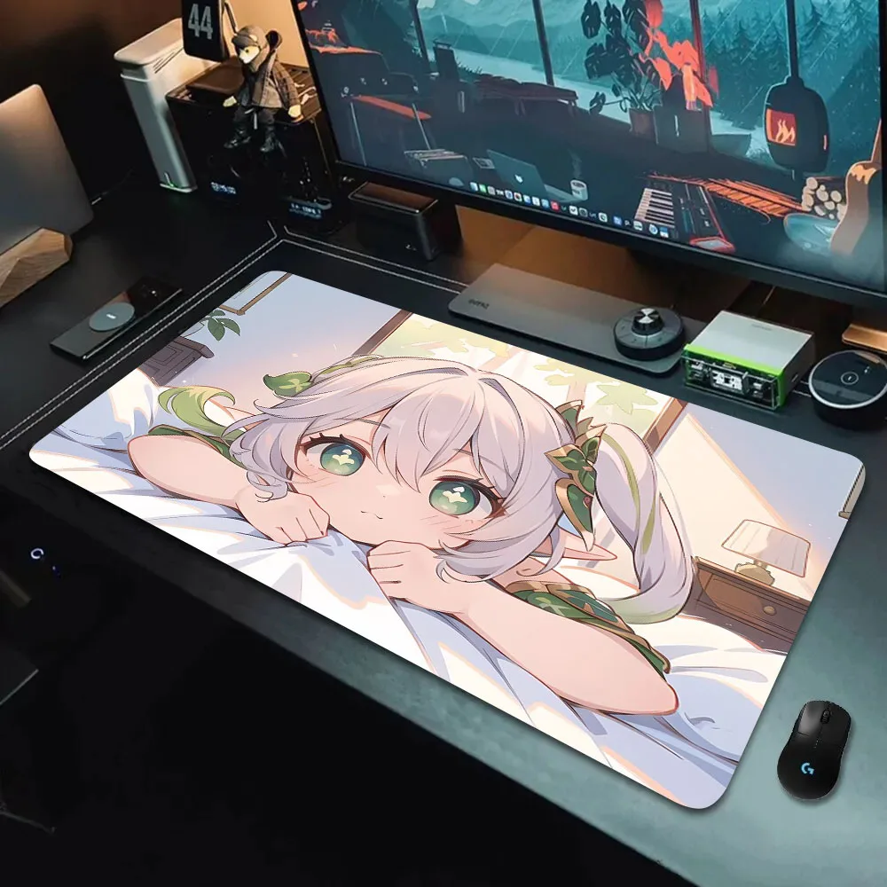 Kawaii Genshin Mouse Pad Rubber Non-slip Gaming Mousepad with Precise Locking Edges Mat Perfect for Office XXL Cute Desk Rugs