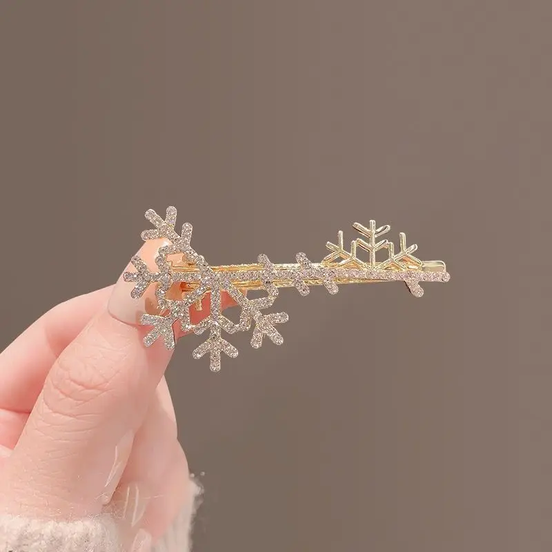 إكسسوار شعر ندفة الثلج متعدد الاستخدامات للنساء، مشبك جانبي عالي الجودة، دبوس شعر معدني، غطاء رأس عيد الميلاد حلو ومتعدد الاستخدامات #4