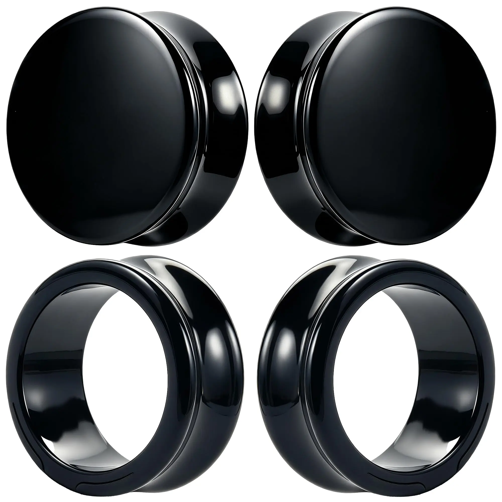 4-16mm Acrylic Gauges Ear Solid and Hollow Tunnel Plugs Stretcher lightweight Plugs Black Double Flared Flesh Tunnels Earrings