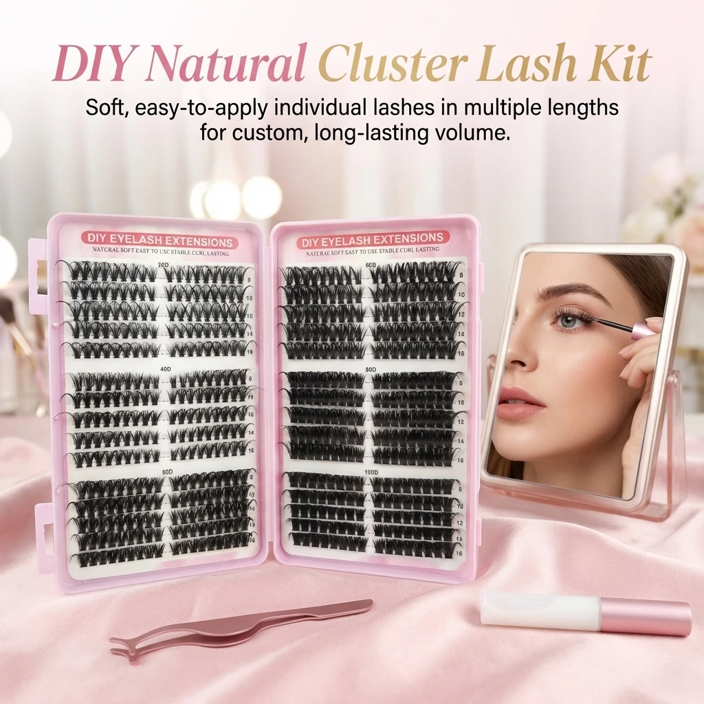 Natural Look False Eyelashes professional Soft Lightweight Mixed Lengths C Curl Lash extenstion for Daily Party Makeup Women