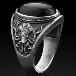 Goth Pirate Skeleton Octopus Ring for Men Women 2023 Unique Retro Black Zircon Punk Female Motorcycle Rings Party Jewelry Gifts