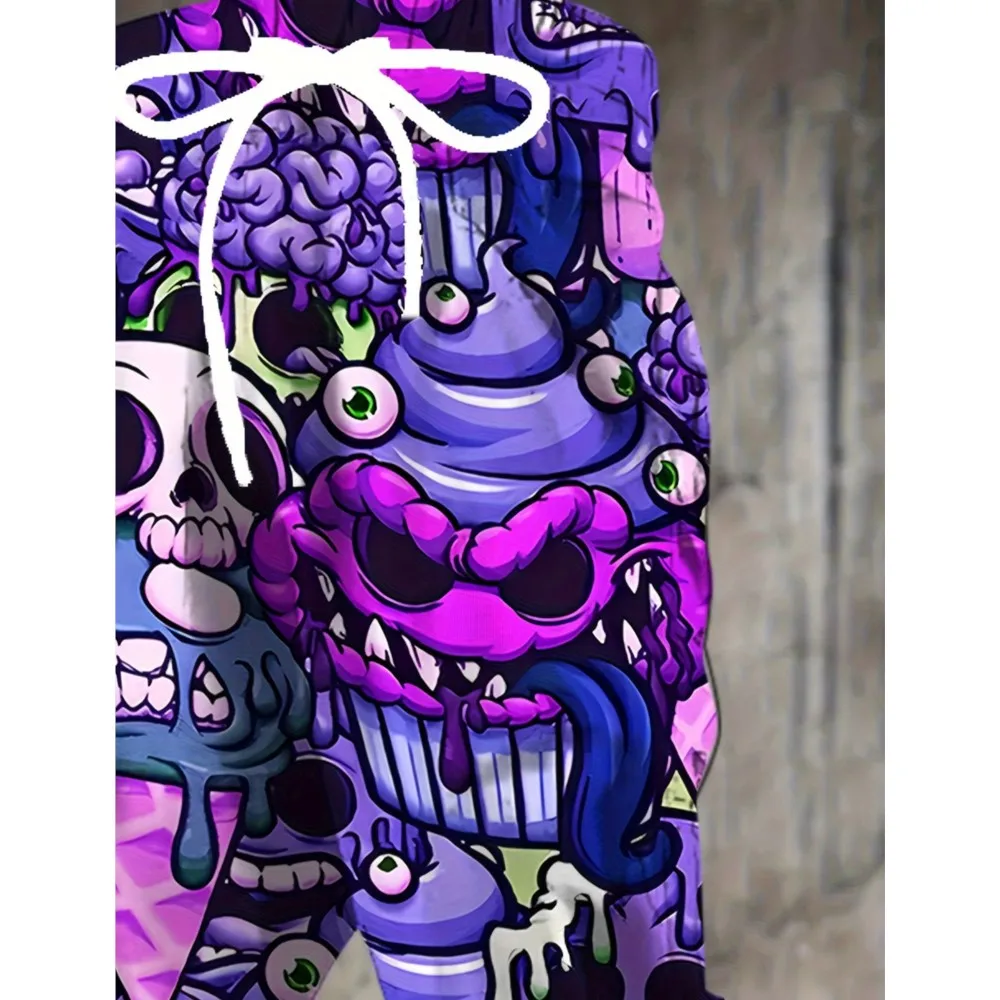 موضة الرجال 2026 Sweatpants الجمجمة المطبوعة ركض سليم صالح السراويل سراويل صالة غير رسمية مع جيوب الخريف الشتاء الشارع الشهير #5