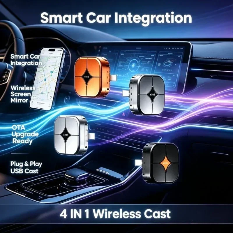 5G BT5.0 USB Cast Box With OTA Update Delivers Smooth Screen Cast For Family Road Trip Vehicle Entertainment