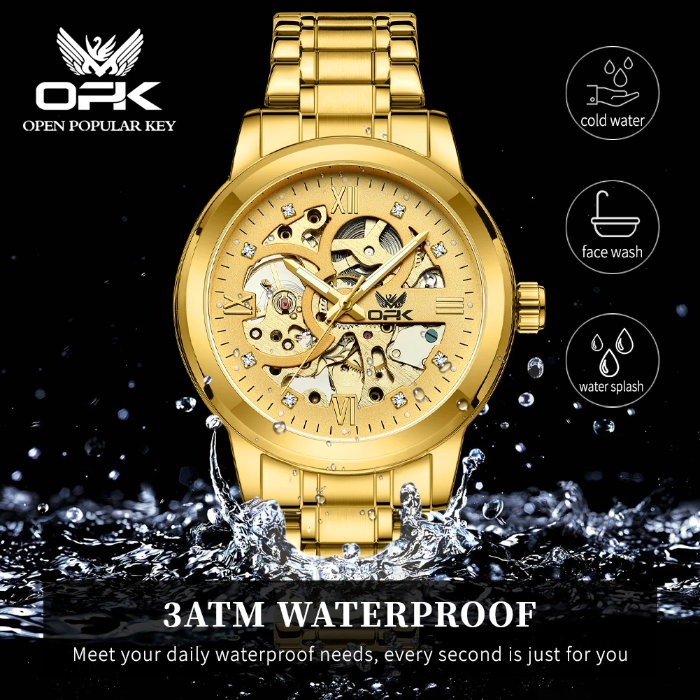 OPK 8165  Mens Watch Original Skeleton  Automatic Mechanical Watch Waterproof Luminous Watch For Man Watch Authentic Product