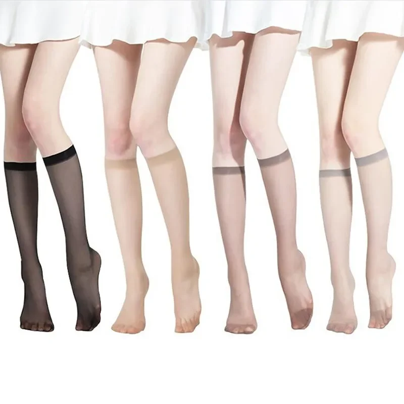 Summer Ultra-thin Invisible Stockings Flesh Colored Seamless Half Cut Calf Socks Women Mid Length Anti Hook Silk Stockings