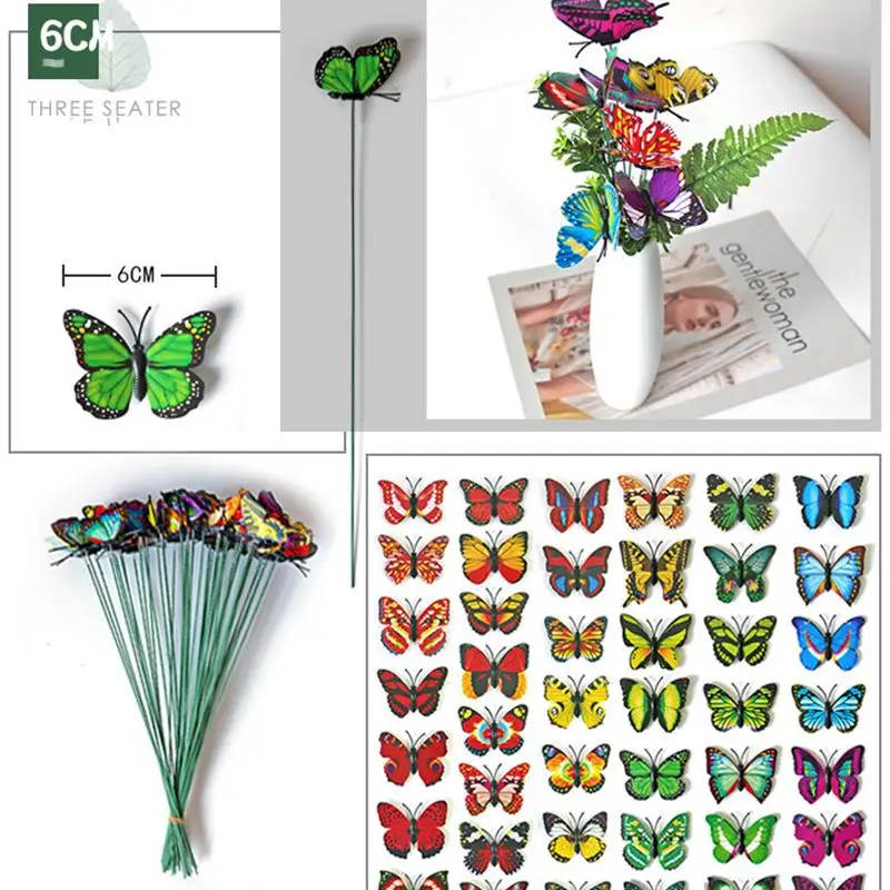 10/15pcs Simulation Butterfly Dragonfly Garden Yard Planter Colorful Artificial Butterfly Stakes Pots Decoration Outdoor Decor