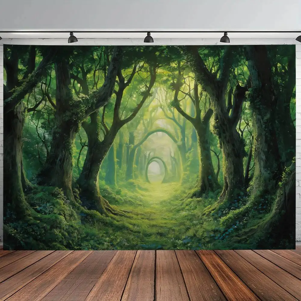 Cool Magical Enchanted Green Forest Wall Tapestry Ancient Tree Arch Mystic Hanging Clot Bedroom Aesthetic Home Decor Gift
