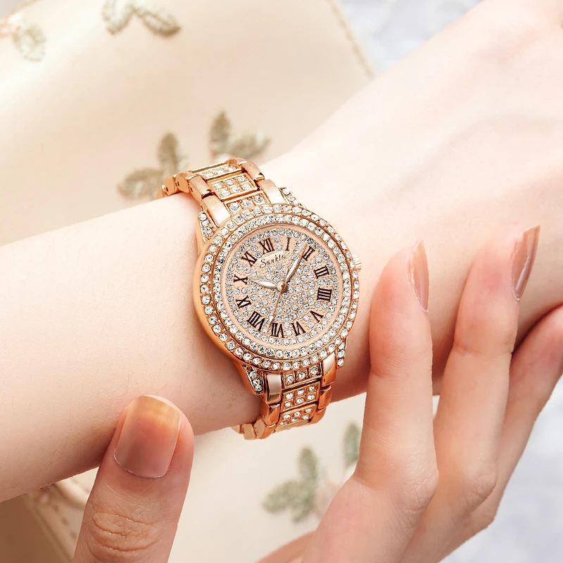 SUNKTA orologi creativi Orologio di cristallo di lusso superiore per donna Orologio da donna impermeabile Bracciale al quarzo Orologio di moda reloj de mujer