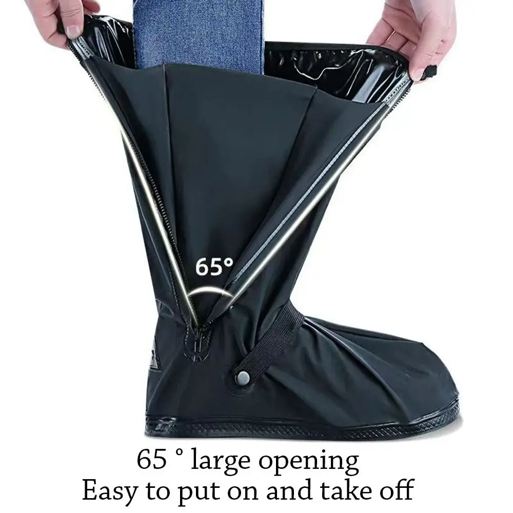 Durable Black Rain Boot Shoe Cover High Top Rainproof Waterproof Shoe Cover Non Slip Dustproof Motorcycle Shoe Cover Unisex